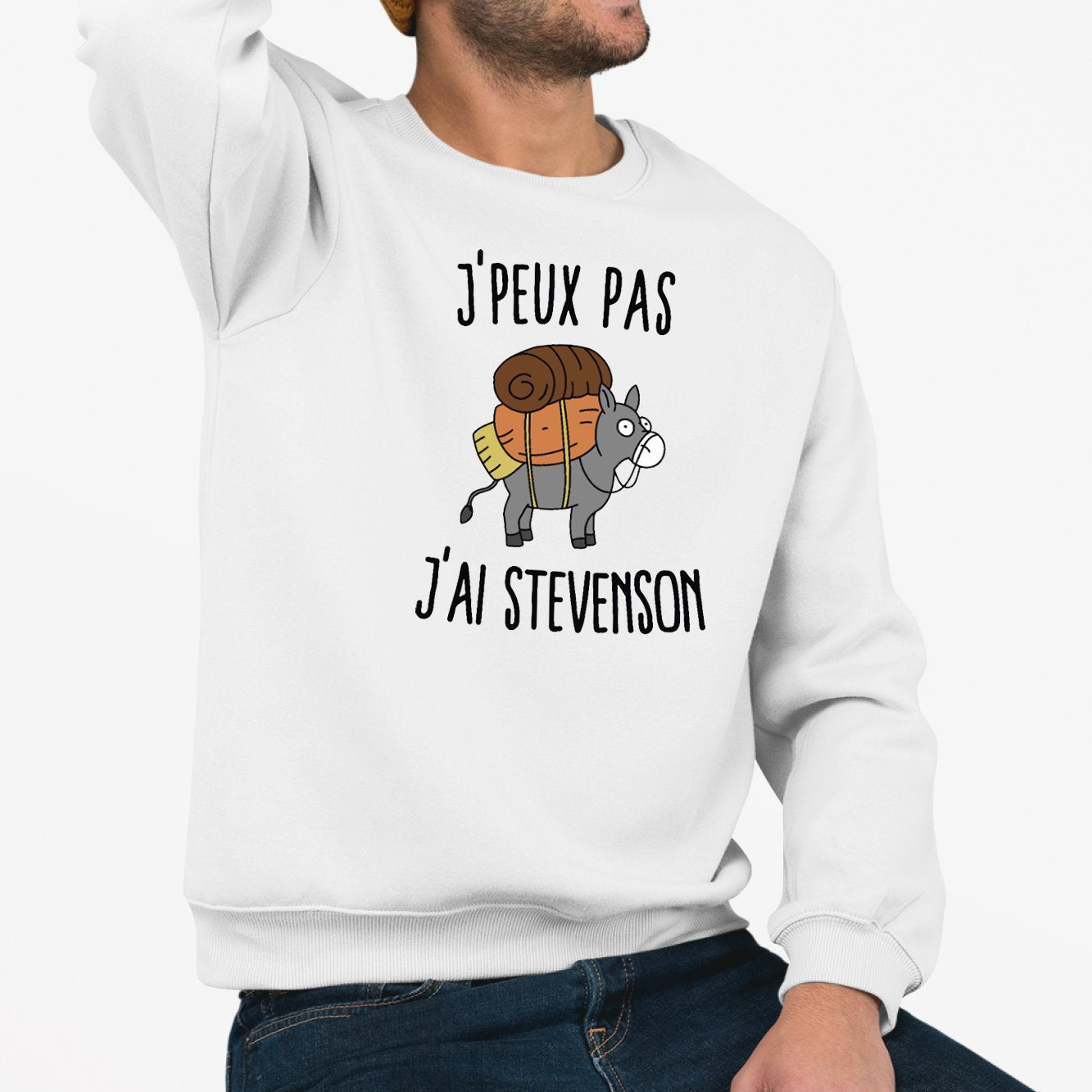 Sweat Adulte J'peux pas j'ai Stevenson Blanc