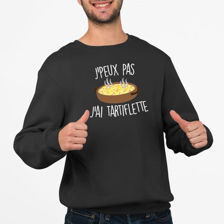 Sweat Adulte J'peux pas j'ai tartiflette Noir