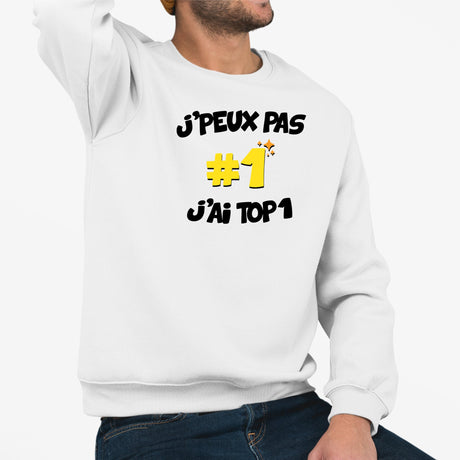 Sweat Adulte J'peux pas j'ai TOP1 Blanc