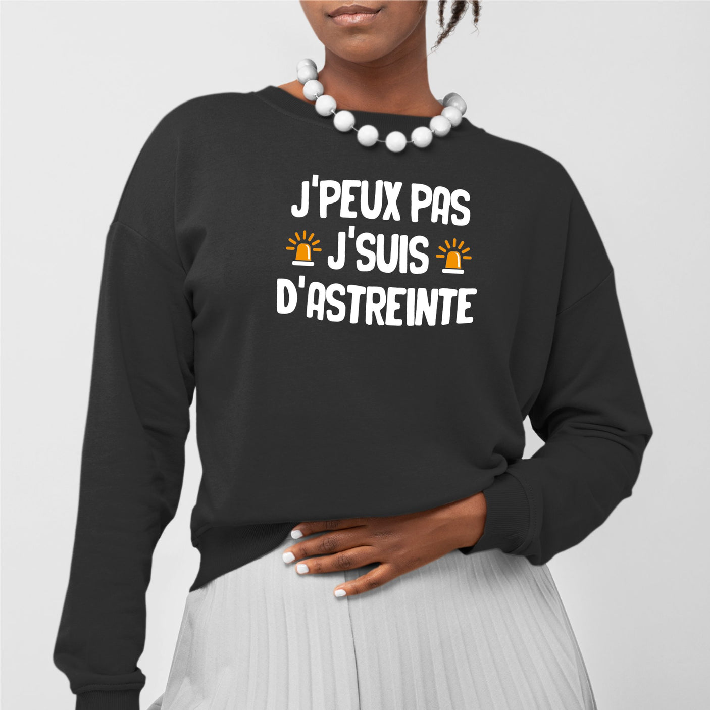 Sweat Adulte J'peux pas j'suis d'astreinte Noir