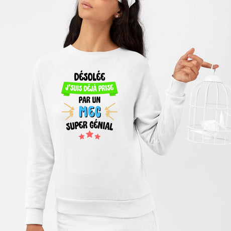 Sweat Adulte J'suis déjà prise pas un mec super génial Blanc