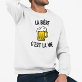 Sweat Adulte La bière c'est la vie Blanc