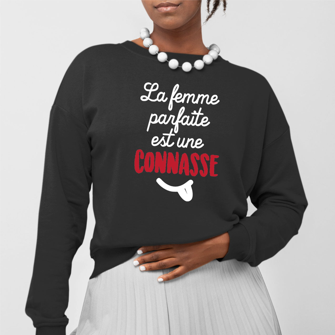 Sweat Adulte La femme parfaite est une connasse Noir