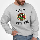 Sweat Adulte La pizza c'est la vie Gris