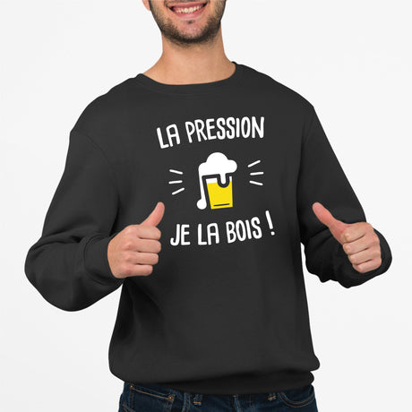 Sweat Adulte La pression je la bois Noir