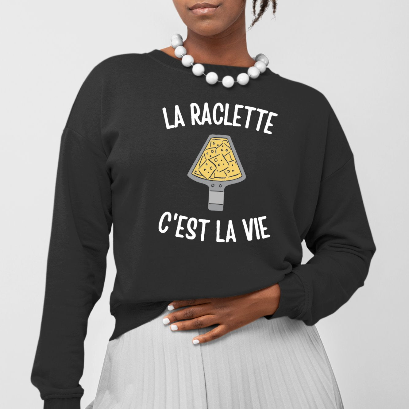 Sweat Adulte La raclette c'est la vie Noir