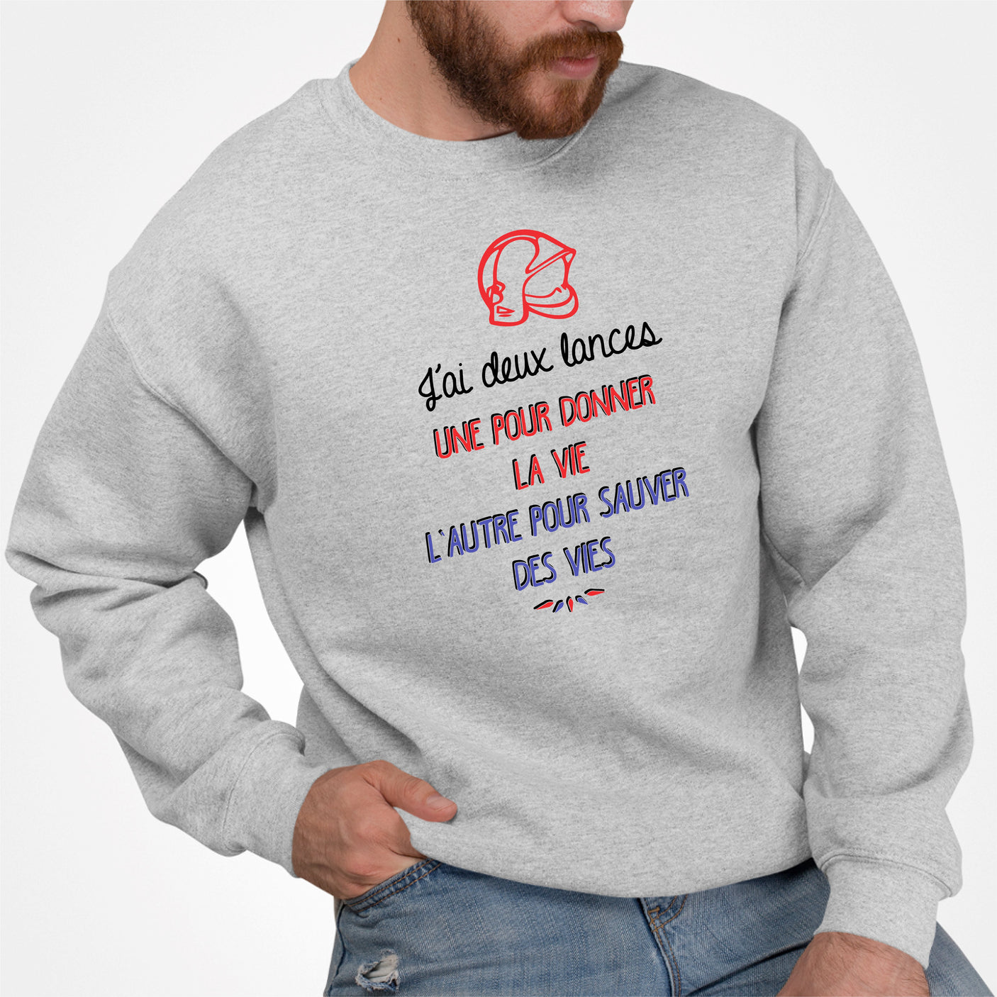 Sweat Adulte Lance de pompier Gris