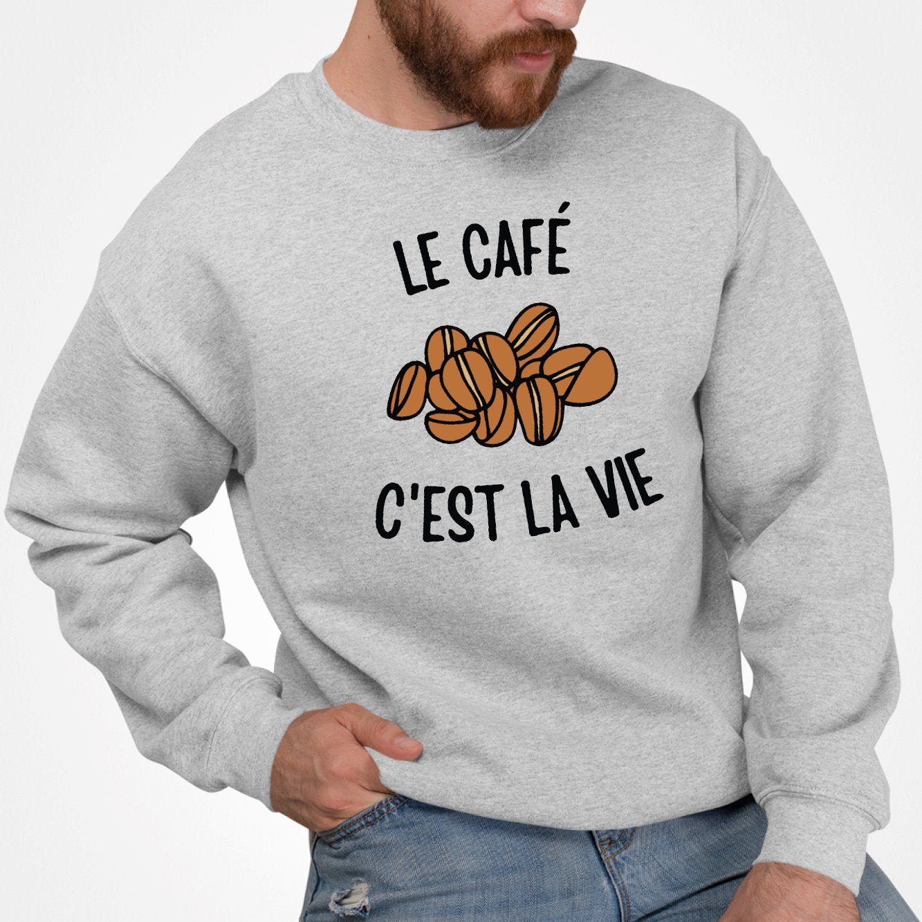 Sweat Adulte Le café c'est la vie Gris