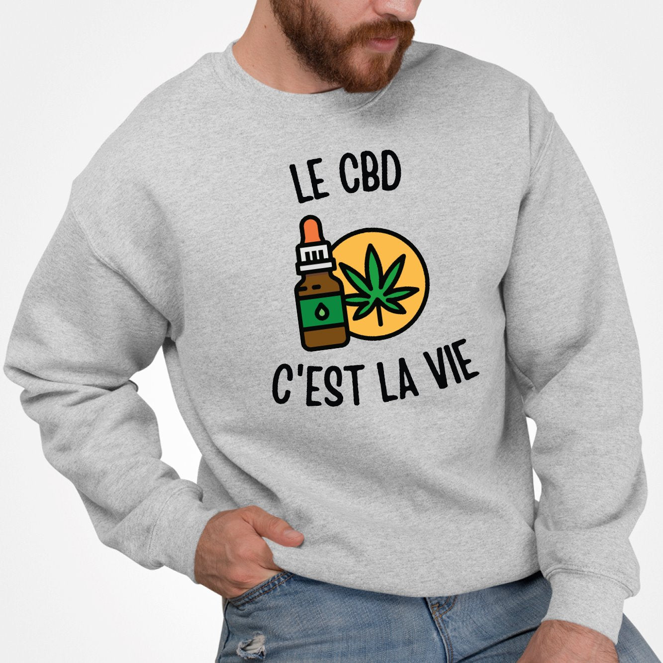 Sweat Adulte Le CBD c'est la vie Gris