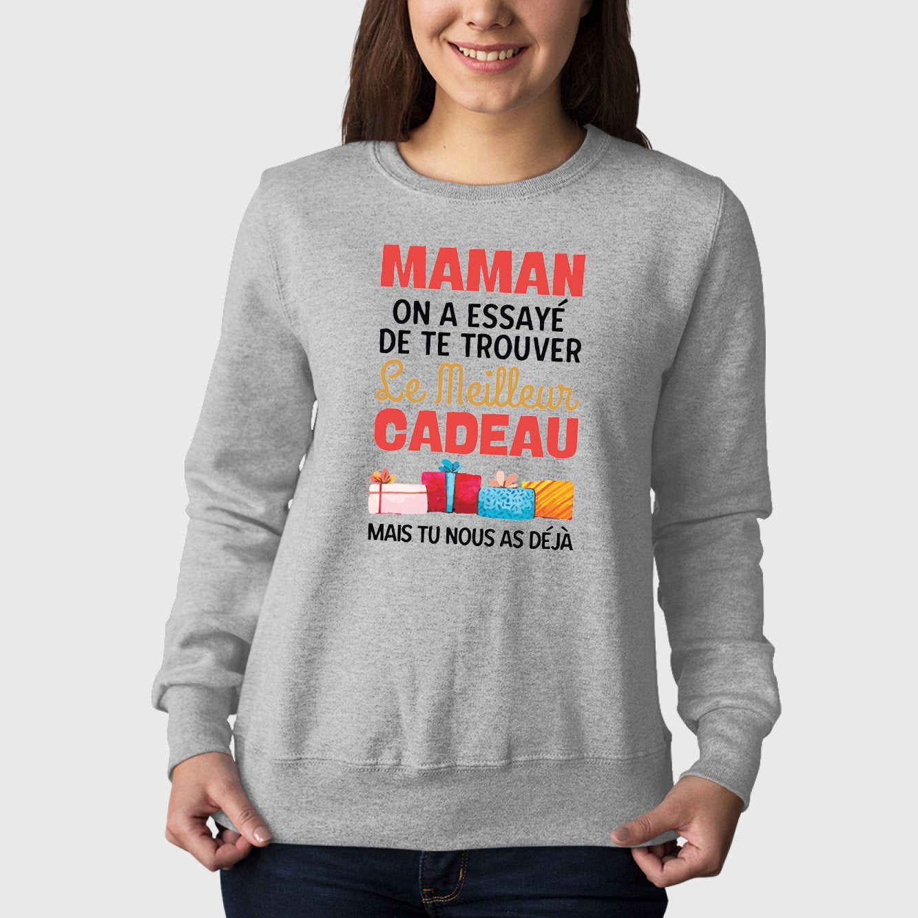 Sweat Adulte Le meilleur cadeau pour maman Gris