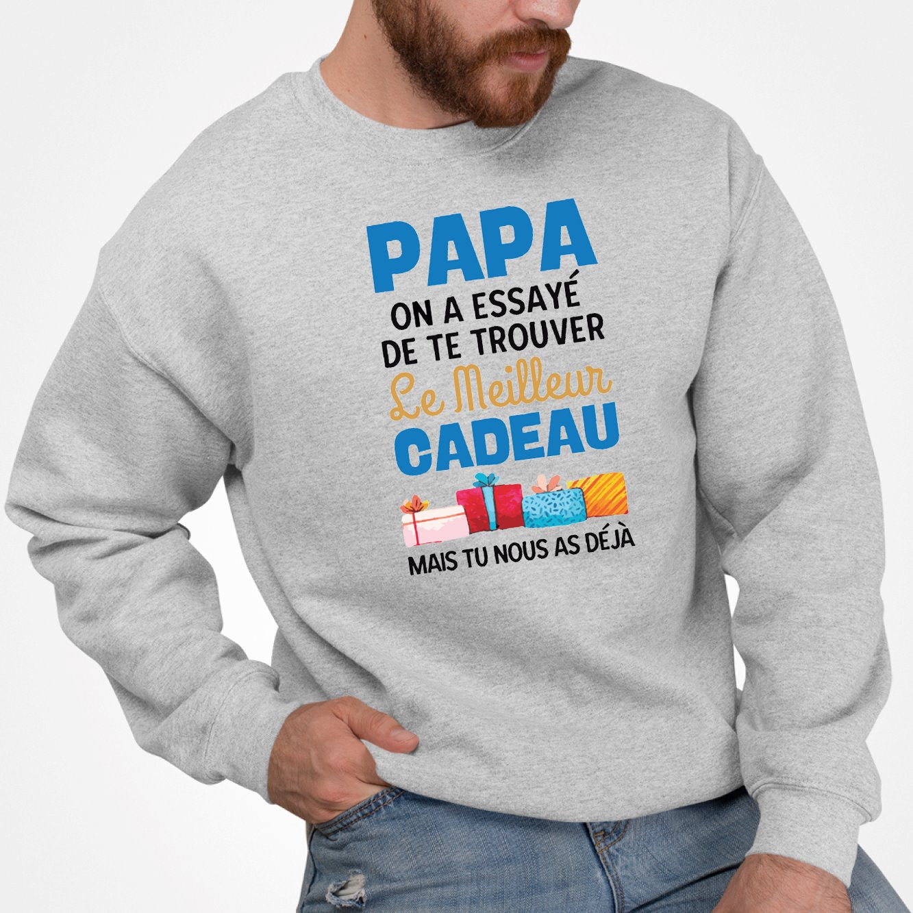 Sweat Adulte Le meilleur cadeau pour papa Gris