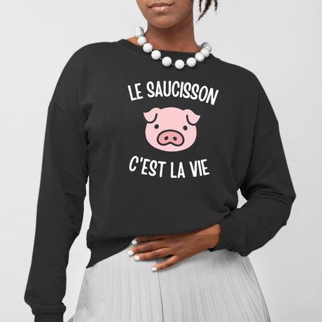 Sweat Adulte Le saucisson c'est la vie Noir