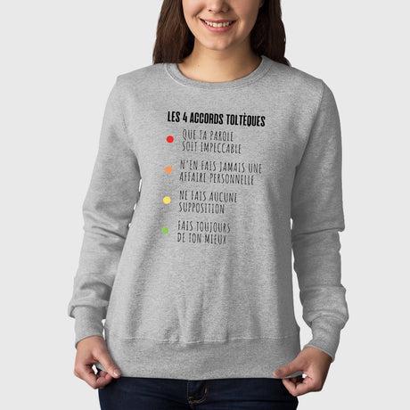 Sweat Adulte Les 4 accords toltèques Gris