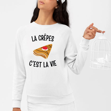 Sweat Adulte Les crêpes c'est la vie Blanc