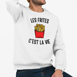 Sweat Adulte Les frites c'est la vie Blanc