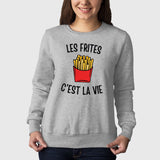 Sweat Adulte Les frites c'est la vie Gris