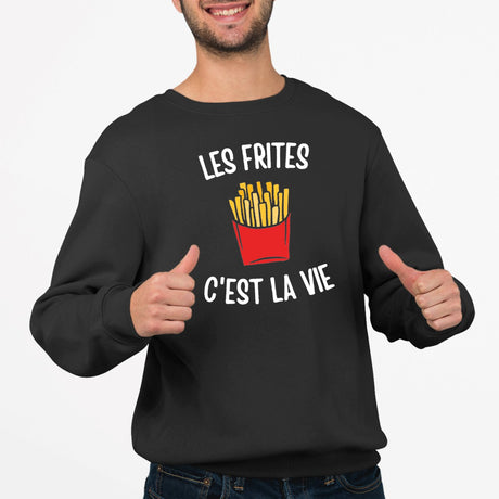 Sweat Adulte Les frites c'est la vie Noir