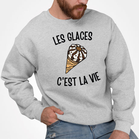 Sweat Adulte Les glaces c'est la vie Gris