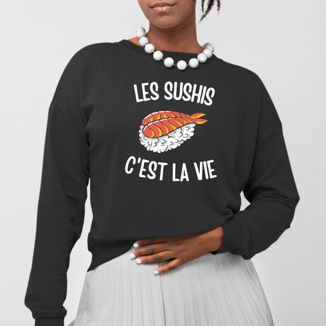 Sweat Adulte Les sushis c'est la vie Noir