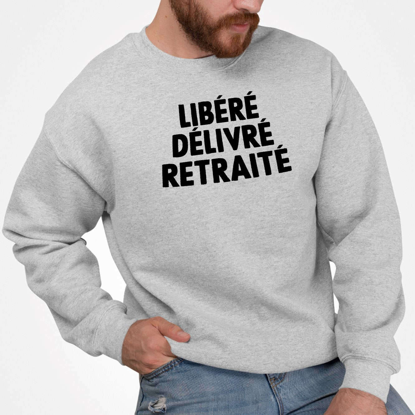 Sweat Adulte Libéré délivré retraité Gris