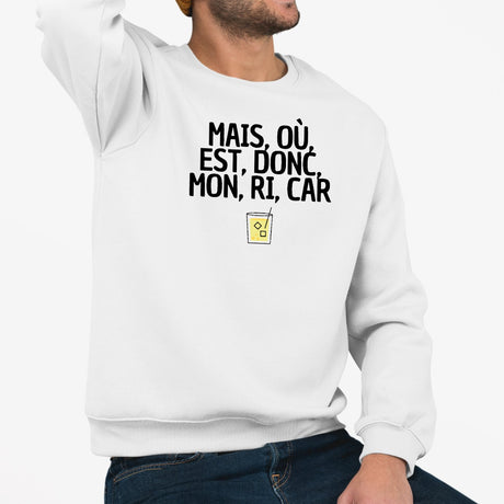 Sweat Adulte Mais, où, est, donc, mon, ri, car Blanc