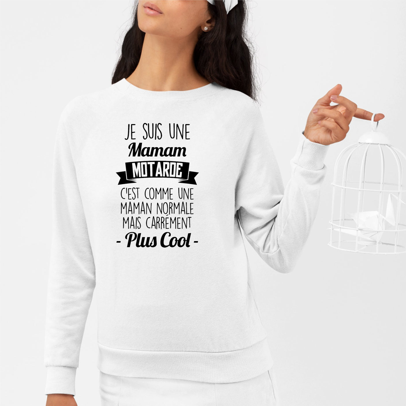 Sweat Adulte Maman motarde Blanc