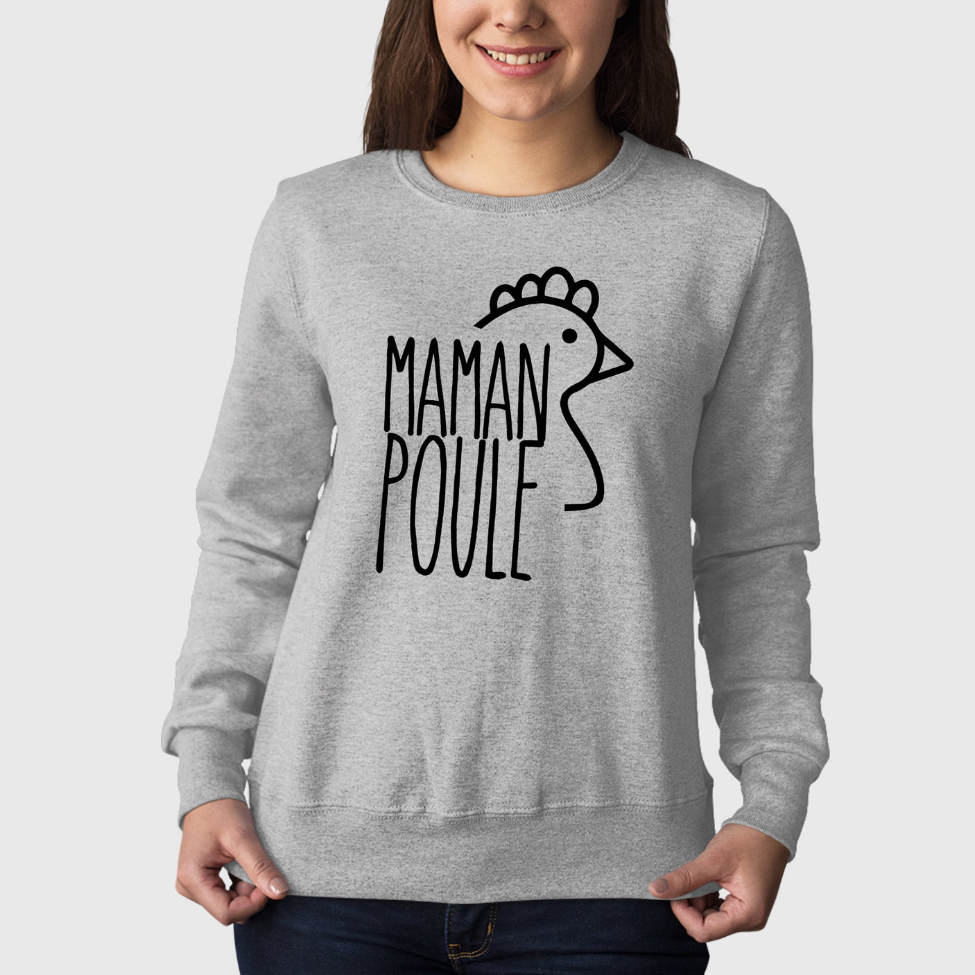 Sweat Adulte Maman poule Gris