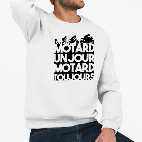 Sweat Adulte Motard un jour Blanc