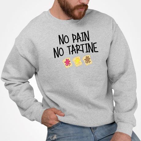 Sweat Adulte No pain no tartine Gris