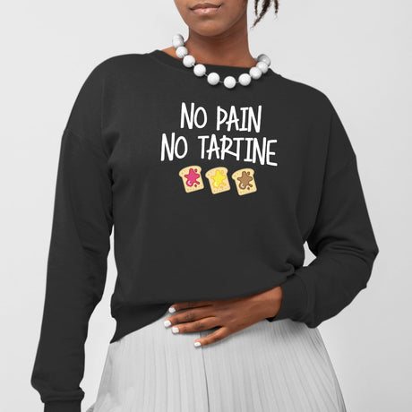 Sweat Adulte No pain no tartine Noir