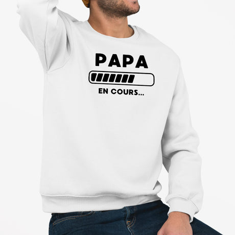 Sweat Adulte Papa en cours Blanc