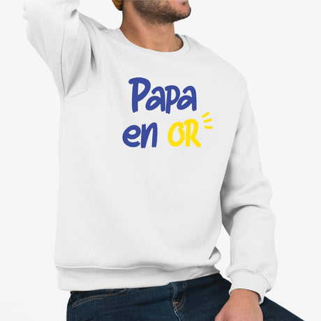 Sweat Adulte Papa en or Blanc