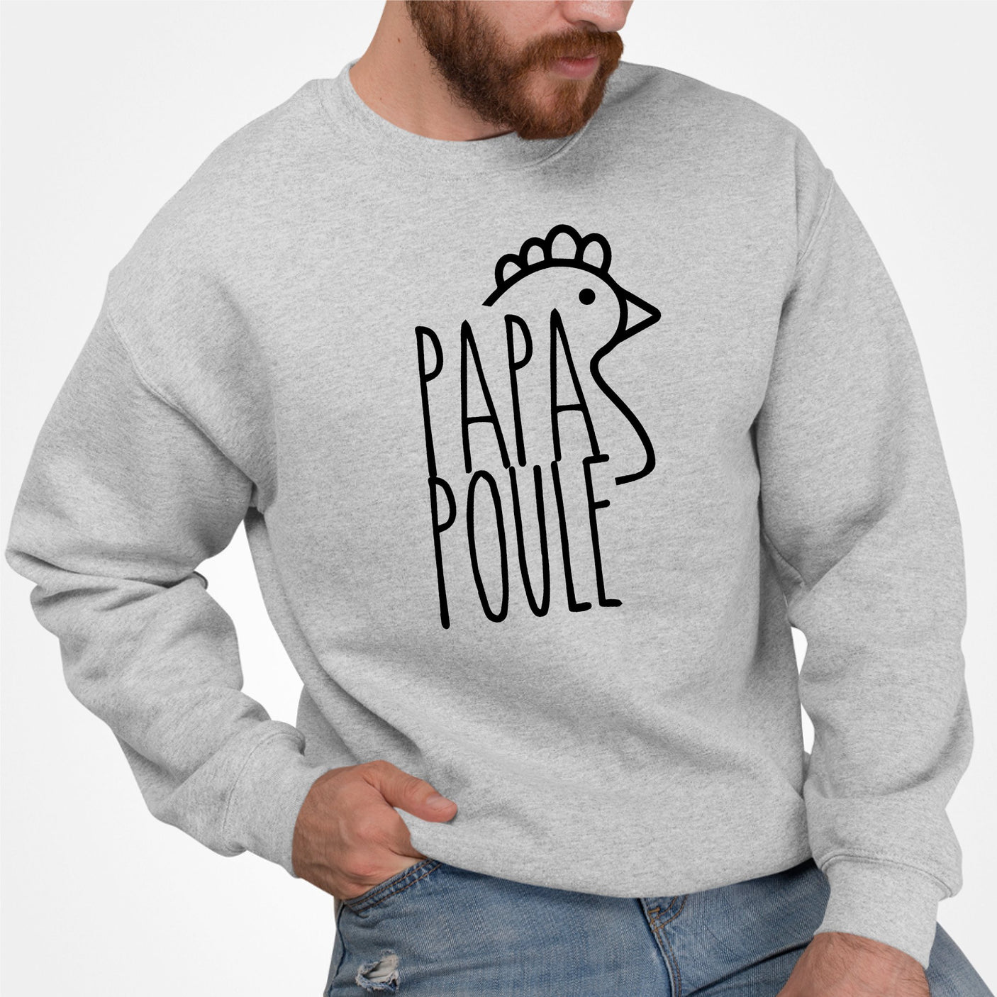 Sweat Adulte Papa poule Gris