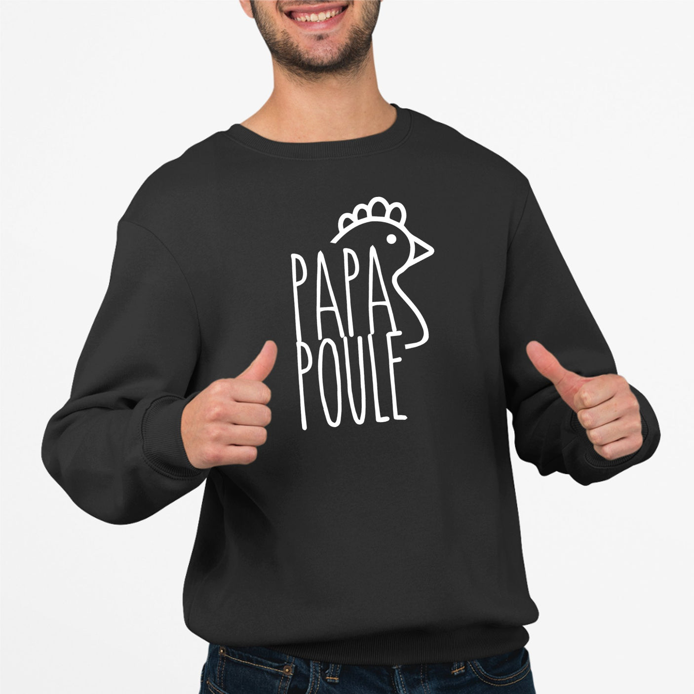 Sweat Adulte Papa poule Noir