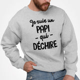 Sweat Adulte Papi qui déchire Gris