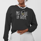 Sweat Adulte Pas folle la guêpe Noir