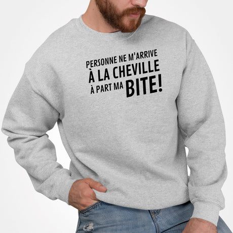 Sweat Adulte Personne ne m'arrive à la cheville Gris