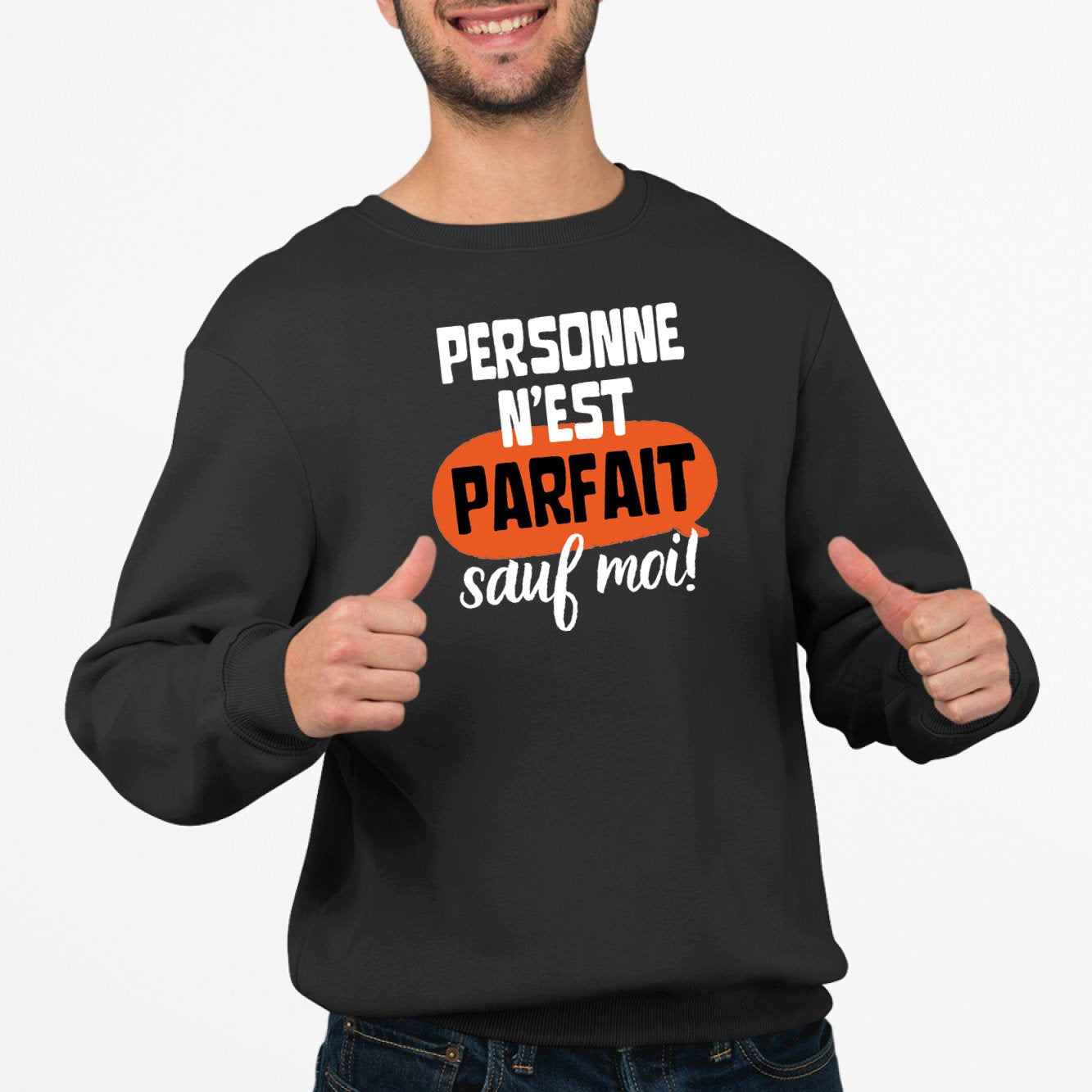 Sweat Adulte Personne n'est parfait Noir