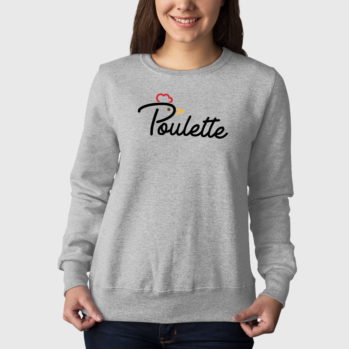 Sweat Adulte Poulette Gris