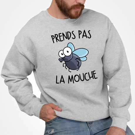 Sweat Adulte Prends pas la mouche Gris