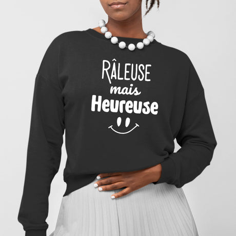 Sweat Adulte Râleuse mais heureuse Noir