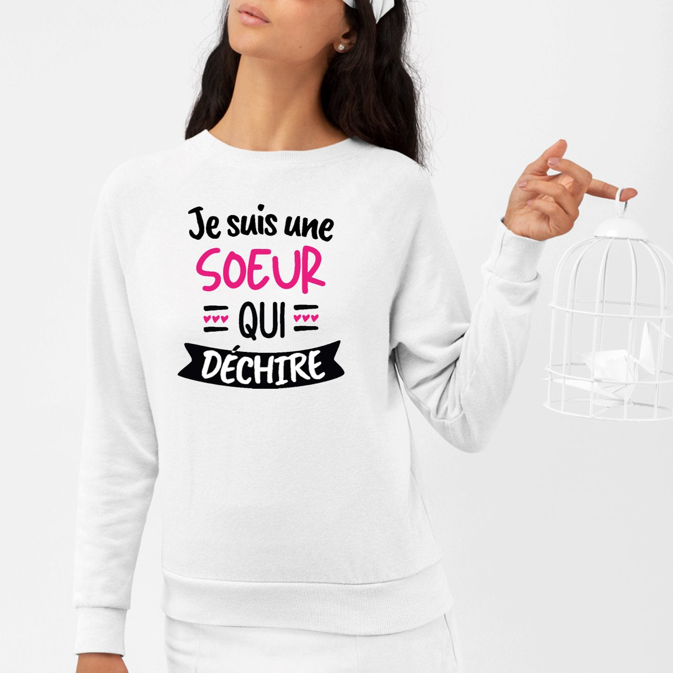 Sweat Adulte Soeur qui déchire Blanc