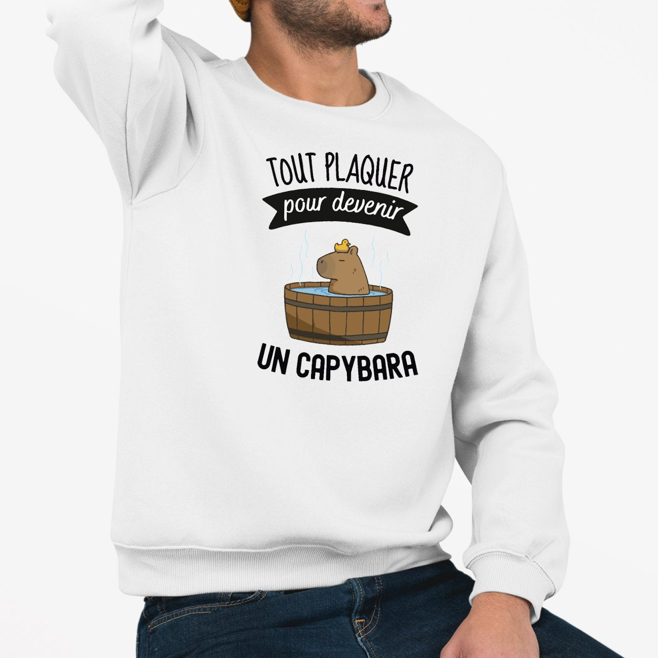 Sweat Adulte Tout plaquer pour devenir un capybara Blanc