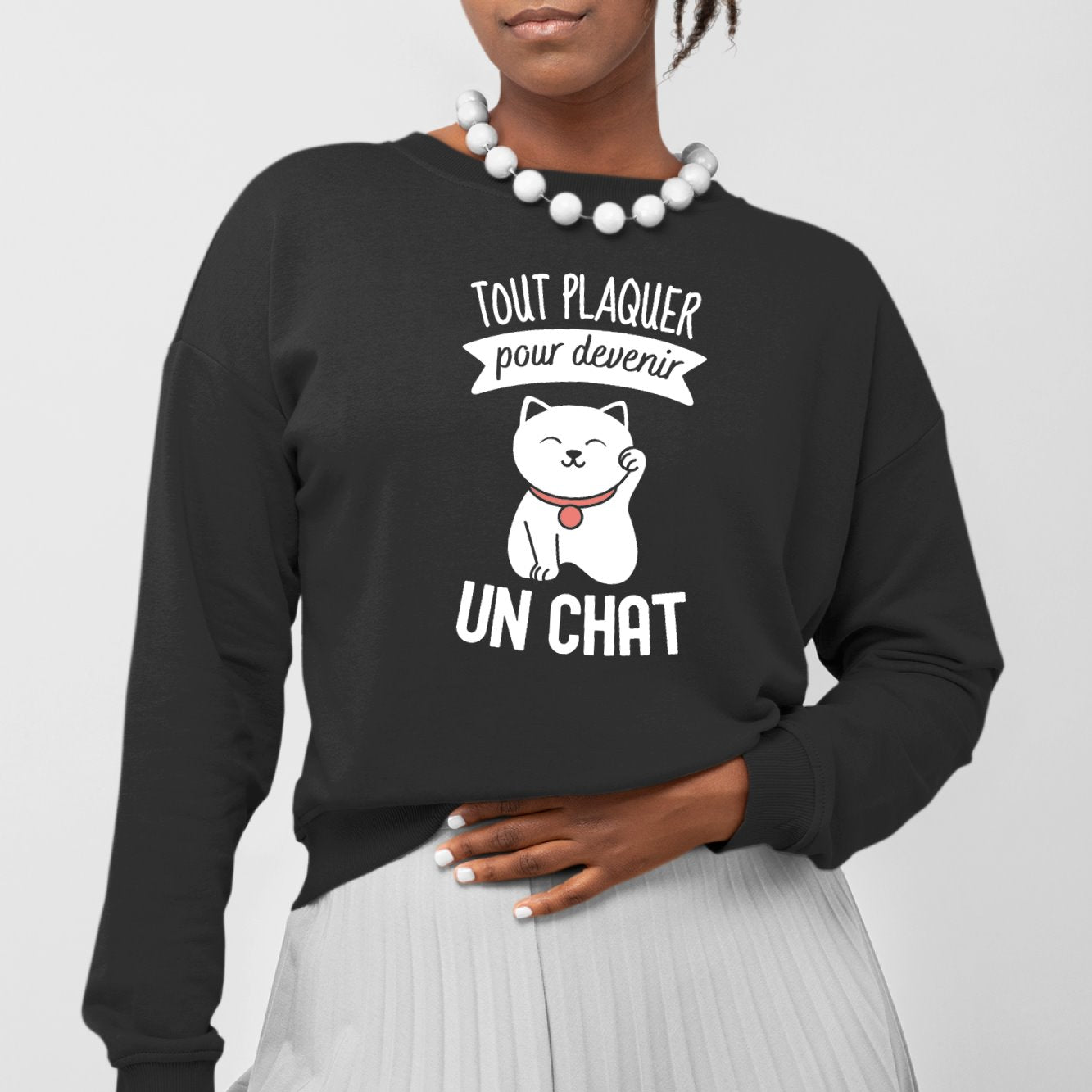 Sweat Adulte Tout plaquer pour devenir un chat Noir