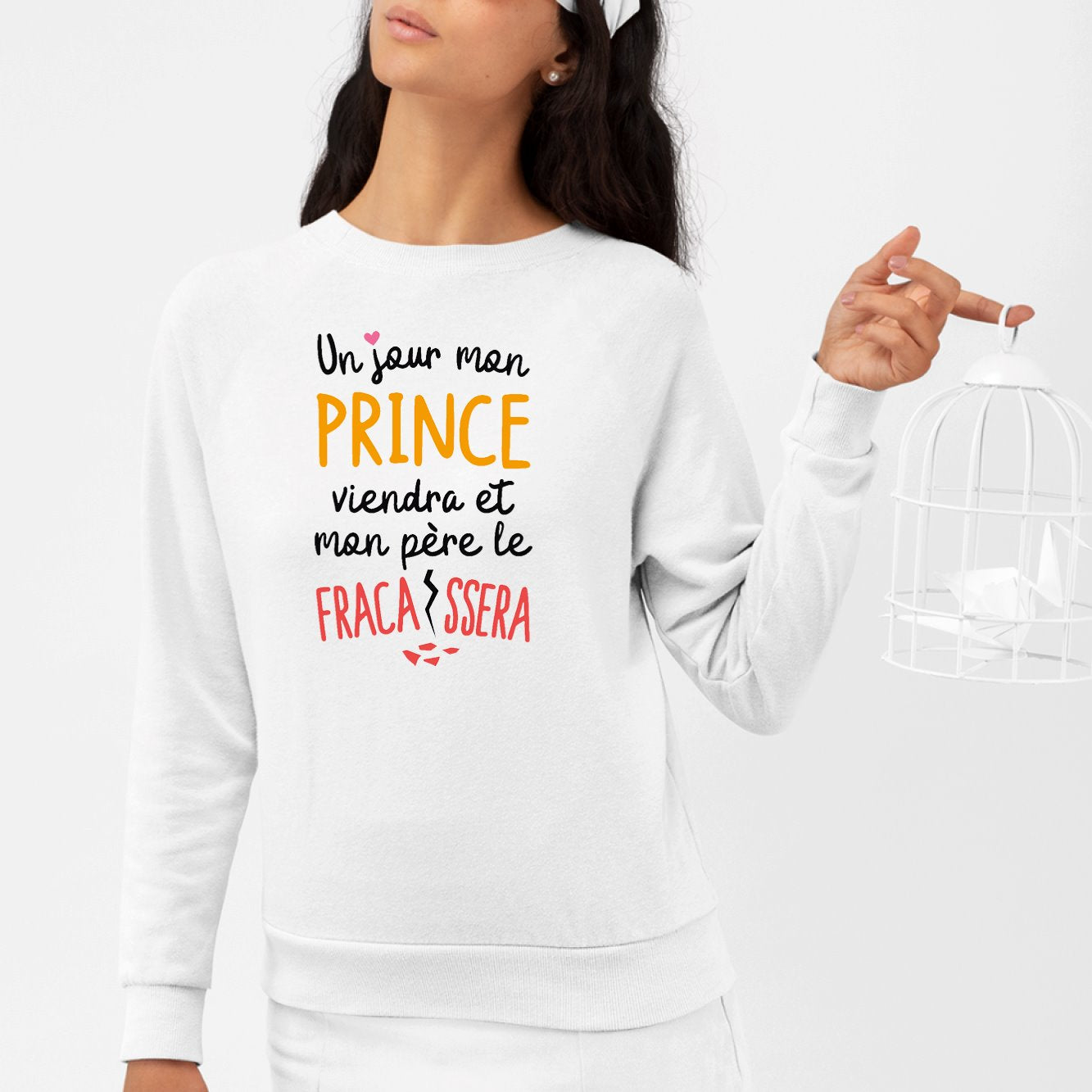 Sweat Adulte Un jour mon prince viendra Blanc