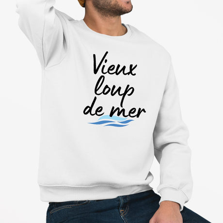 Sweat Adulte Vieux loup de mer Blanc