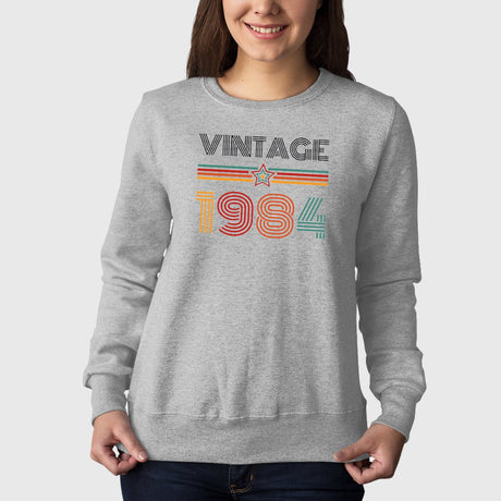 Sweat Adulte Vintage année 1984 Gris