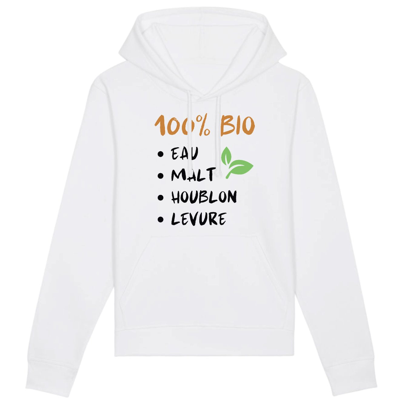 Sweat Capuche Adulte 100% bio eau malt houblon levure 