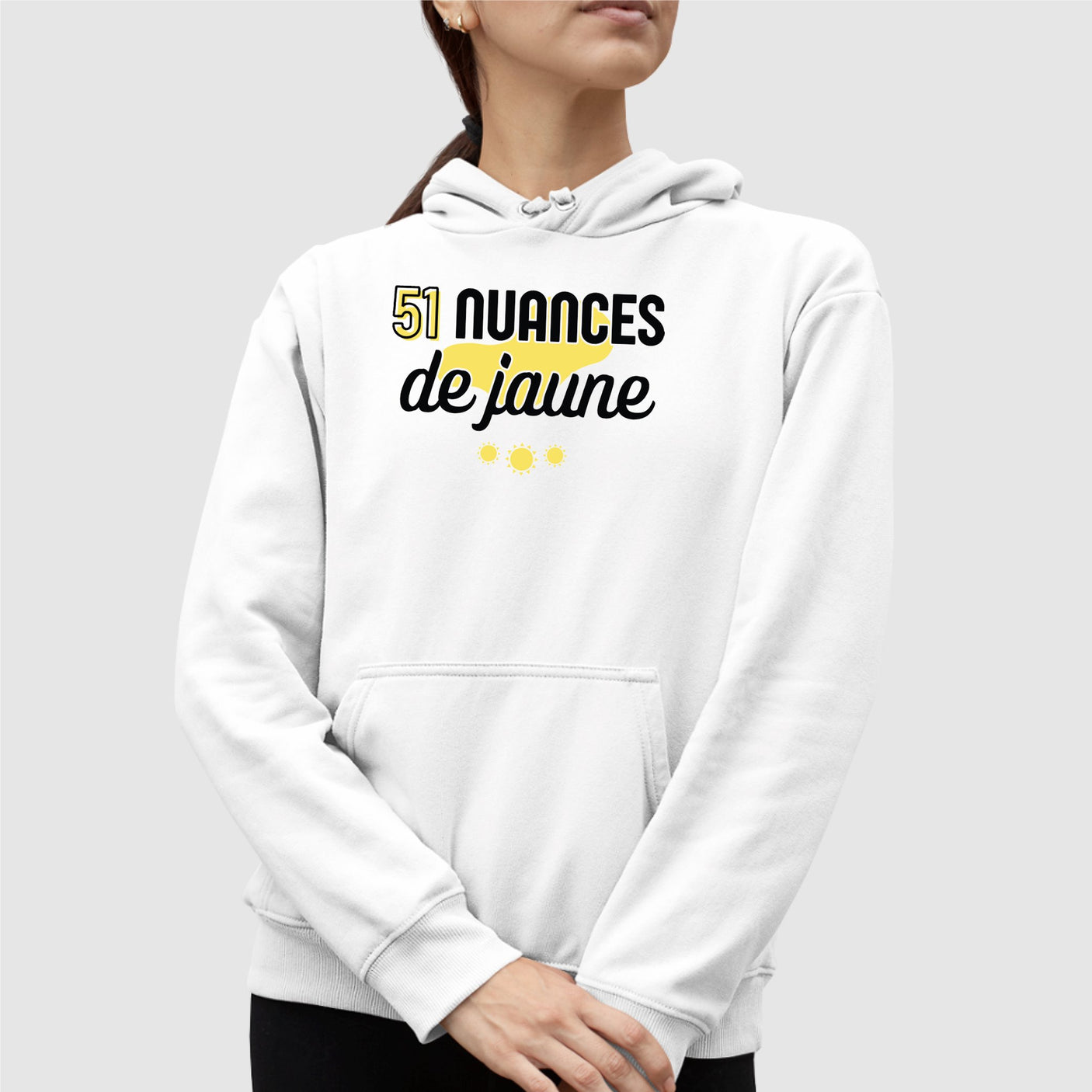 Sweat Capuche Adulte 51 nuances de jaune Blanc