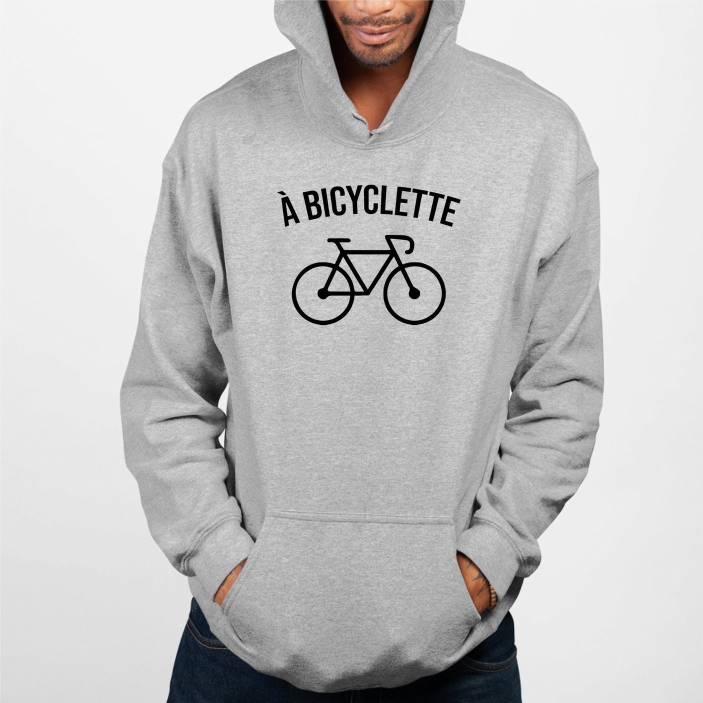 Sweat Capuche Adulte À bicyclette Gris